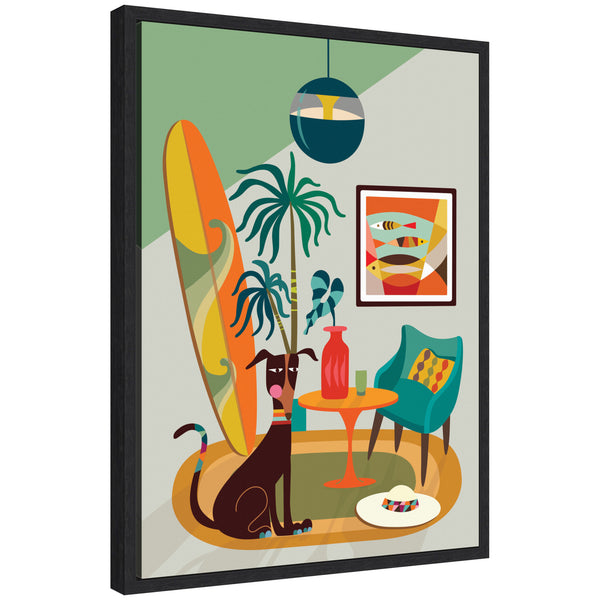 kate & laurel Sylvie MCM Dog Beach Home Framed Canvas by Rachel Lee