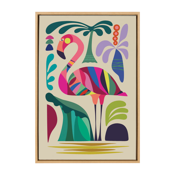 Kate & Laurel Sylvie MCM Flamingo Framed Canvas By Rachel Lee