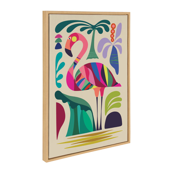 kate & laurel Sylvie MCM Flamingo Framed Canvas by Rachel Lee