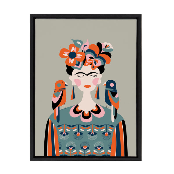 kate & laurel Sylvie MCM Frida Kahlo Framed Canvas by Rachel Lee of My Dream Wall