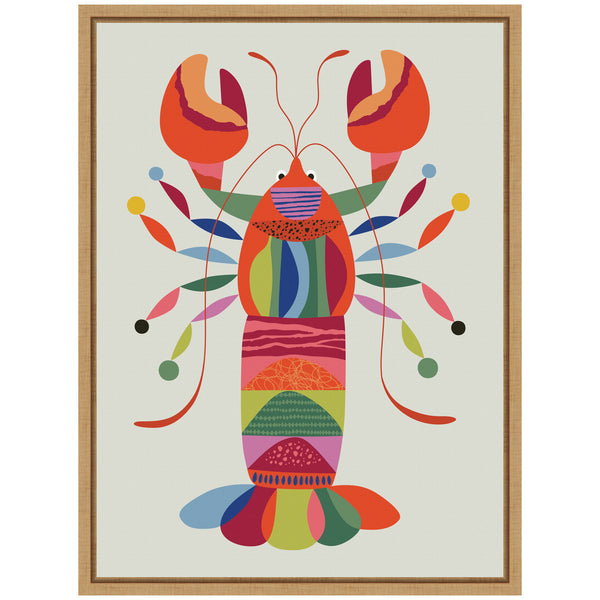 Kate & Laurel Sylvie MCM Lobster Coastal Framed Canvas By Rachel Lee