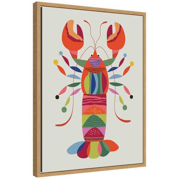 kate & laurel Sylvie MCM Lobster Coastal Framed Canvas by Rachel Lee
