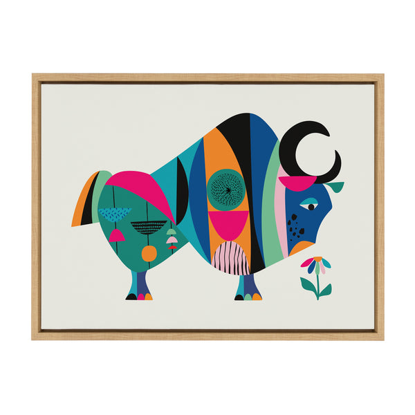 Kate & Laurel Sylvie MCM Ox Framed Canvas By Rachel Lee