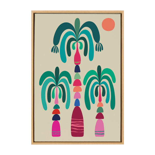 Kate & Laurel Sylvie MCM Palm Trees Framed Canvas By Rachel Lee