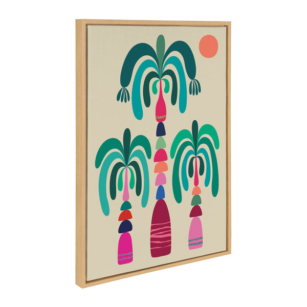 kate & laurel Sylvie MCM Palm Trees Framed Canvas by Rachel Lee