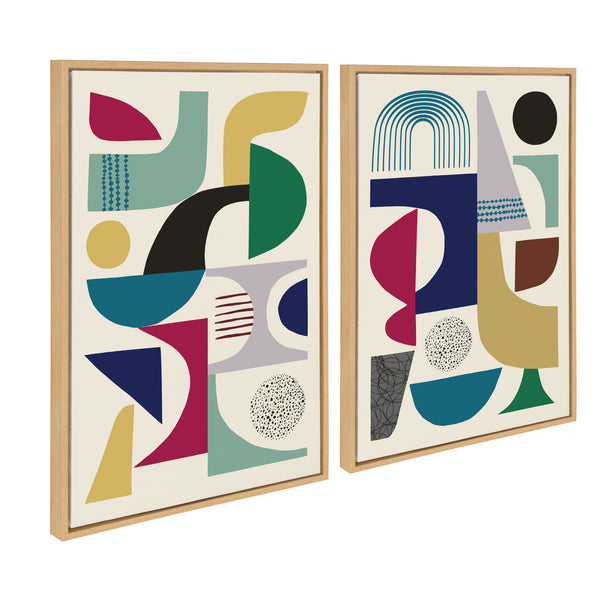 kate & laurel Sylvie MCM Pattern 01 and 04 Framed Canvas by Rachel Lee of My Dream Wall