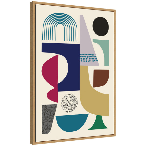 kate & laurel Sylvie MCM Retro Abstract Pattern Rainbow Framed Canvas by Rachel Lee