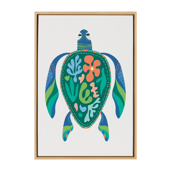 Kate & Laurel Sylvie MCM Sea Turtle Framed Canvas By Rachel Lee Of My Dream Wall