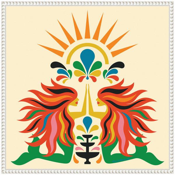 Kate & Laurel Sylvie Mermaid Fountain Framed Canvas By Carrie Cantwell