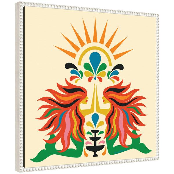 kate & laurel Sylvie Mermaid Fountain Framed Canvas by Carrie Cantwell