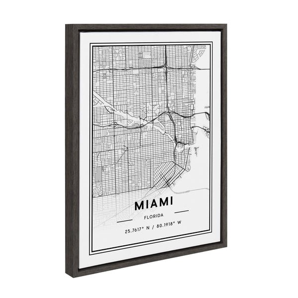 Kate & Laurel Sylvie Miami Modern Map Framed Canvas By Jake Goossen
