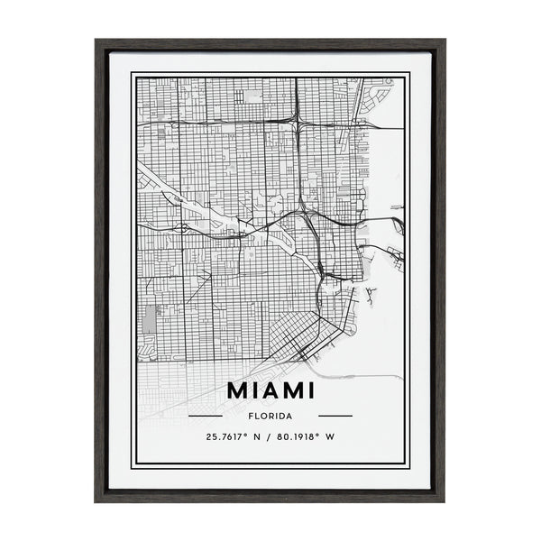 kate & laurel Sylvie Miami Modern Map Framed Canvas by Jake Goossen