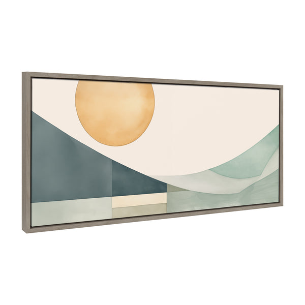 Kate & Laurel Sylvie Mid Century Modern Abstract Geometric Coastal Landscape Framed Canvas By The Creative Bunch Studio