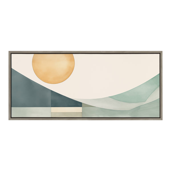 Kate & Laurel Sylvie Mid Century Modern Abstract Geometric Coastal Landscape Framed Canvas By The Creative Bunch Studio