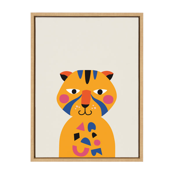 kate & laurel Sylvie Mid Century Modern Baby Tiger Framed Canvas by Rachel Lee of My Dream Wall