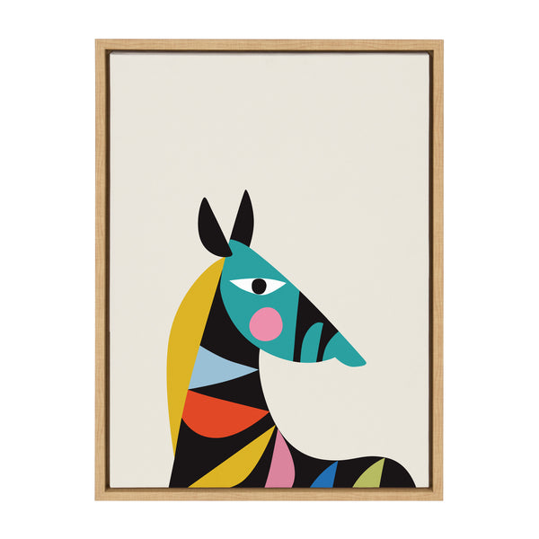 kate & laurel Sylvie Mid Century Modern Baby Zebra Framed Canvas by Rachel Lee of My Dream Wall