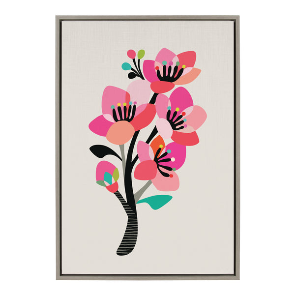 kate & laurel Sylvie Mid Century Modern Cherry Blossoms Framed Canvas by Rachel Lee of My Dream Wall