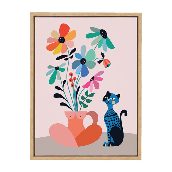kate & laurel Sylvie Mid Century Modern Daisies Framed Canvas by Rachel Lee of My Dream Wall