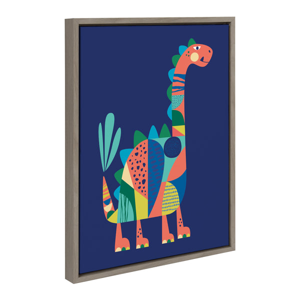 Kate & Laurel Sylvie Mid Century Modern Dino Blue Framed Canvas By Rachel Lee Of My Dream Wall