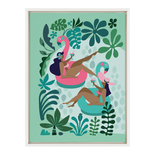 Kate & Laurel Sylvie Mid Century Modern Girl Friends Framed Canvas By Rachel Lee Of My Dream Wall