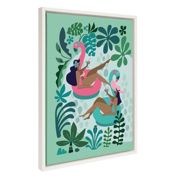 Kate & Laurel Sylvie Mid Century Modern Girl Friends Framed Canvas By Rachel Lee Of My Dream Wall