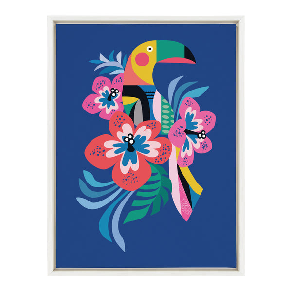kate & laurel Sylvie Mid Century Modern Hibiscus Framed Canvas by Rachel Lee of My Dream Wall