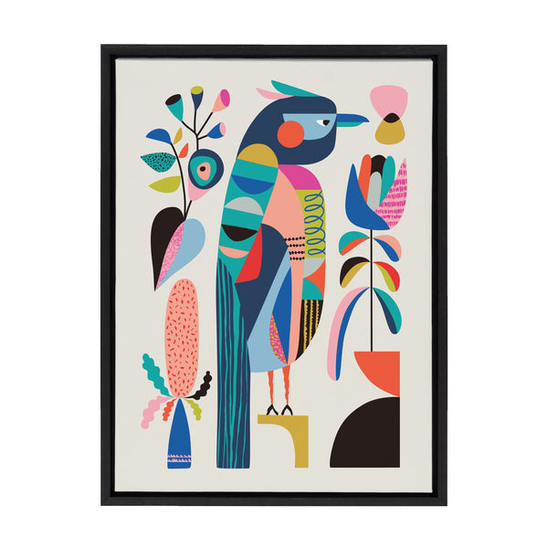 kate & laurel Sylvie Mid Century Modern Kookaburra Framed Canvas by Rachel Lee of My Dream Wall