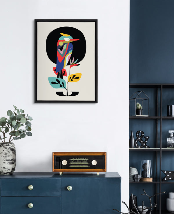 Kate & Laurel Sylvie Mid Century Modern Kookaburra Moon Framed Canvas By Rachel Lee Of My Dream Wall