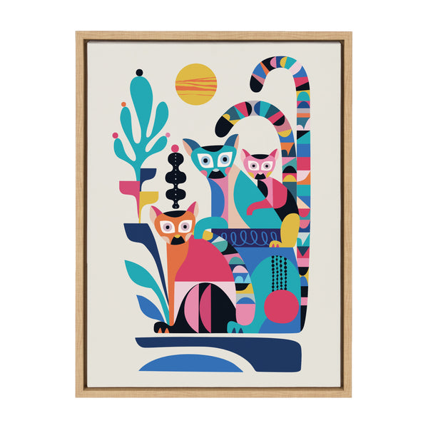 kate & laurel Sylvie Mid Century Modern Lemur Framed Canvas by Rachel Lee of My Dream Wall