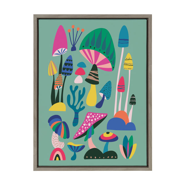 Kate & Laurel Sylvie Mid Century Modern Magic Mushrooms Framed Canvas By Rachel Lee Of My Dream Wall