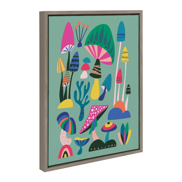 kate & laurel Sylvie Mid Century Modern Magic Mushrooms Framed Canvas by Rachel Lee of My Dream Wall