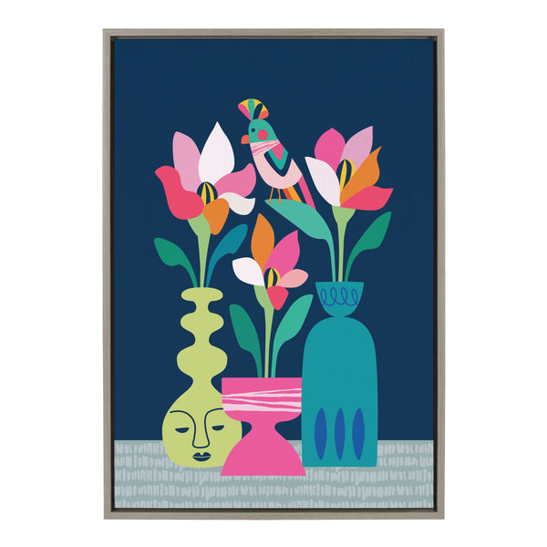 Kate & Laurel Sylvie Mid Century Modern Magnolias Framed Canvas By Rachel Lee Of My Dream Wall