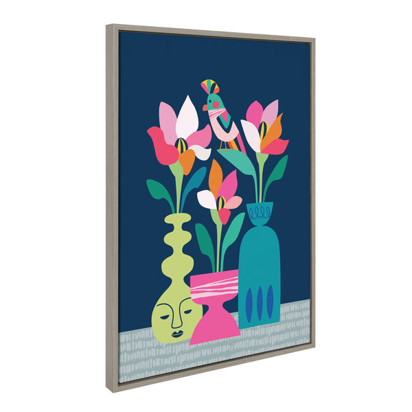Kate & Laurel Sylvie Mid Century Modern Magnolias Framed Canvas By Rachel Lee Of My Dream Wall
