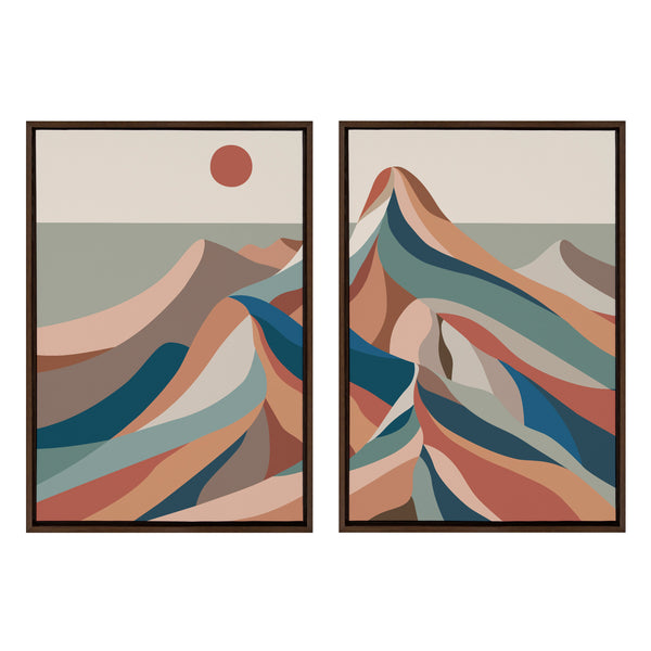 Kate & Laurel Sylvie Mid Century Modern Mountains Blue Framed Canvas Set By Rachel Lee Of My Dream Wall