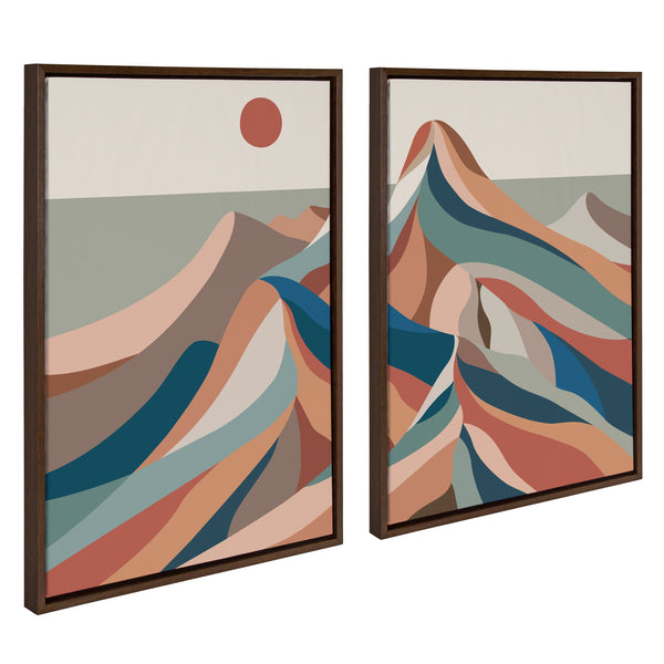 Kate & Laurel Sylvie Mid Century Modern Mountains Blue Framed Canvas Set By Rachel Lee Of My Dream Wall