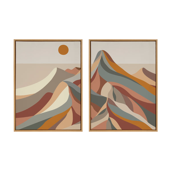kate & laurel Sylvie Mid Century Modern Mountains Framed Canvas Art Set by Rachel Lee of My Dream Wall