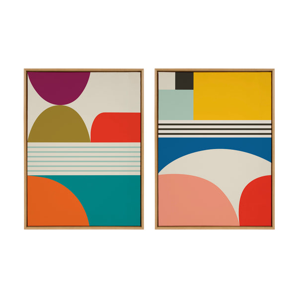Kate & Laurel Sylvie Mid Century Modern Patterns Framed Canvas Art Set By Rachel Lee Of My Dream Wall