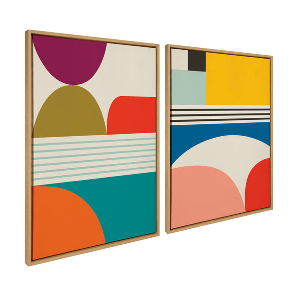 Kate & Laurel Sylvie Mid Century Modern Patterns Framed Canvas Art Set By Rachel Lee Of My Dream Wall