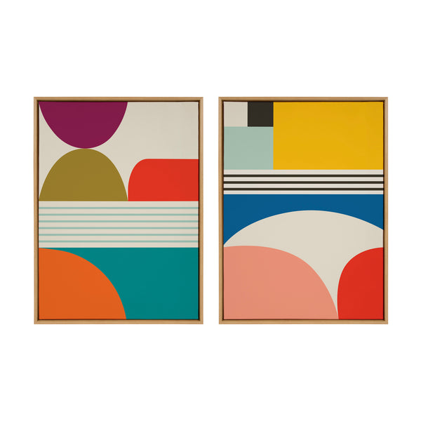 kate & laurel Sylvie Mid Century Modern Patterns Framed Canvas Art Set by Rachel Lee of My Dream Wall