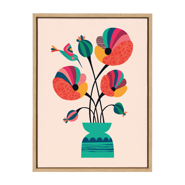 kate & laurel Sylvie Mid Century Modern Poppies Framed Canvas by Rachel Lee of My Dream Wall