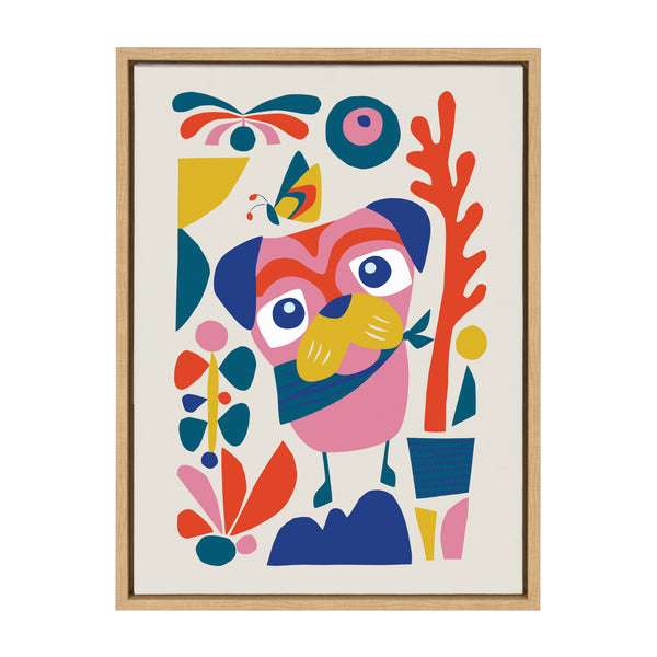 kate & laurel Sylvie Mid Century Modern Pug Framed Canvas by Rachel Lee of My Dream Wall