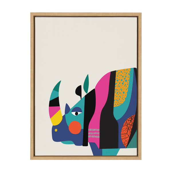 kate & laurel Sylvie Mid Century Modern Rhino Framed Canvas by Rachel Lee of My Dream Wall
