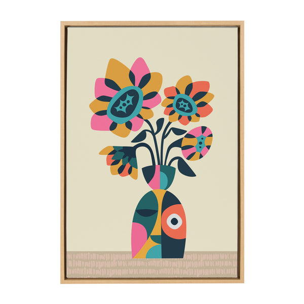 kate & laurel Sylvie Mid Century Modern Sunflowers Framed Canvas by Rachel Lee of My Dream Wall