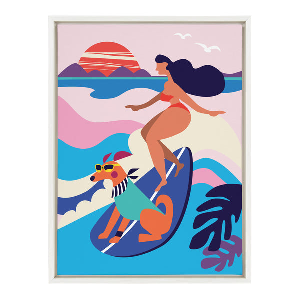 Kate & Laurel Sylvie Mid Century Modern Surf Dog Framed Canvas By Rachel Lee Of My Dream Wall
