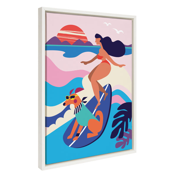Kate & Laurel Sylvie Mid Century Modern Surf Dog Framed Canvas By Rachel Lee Of My Dream Wall
