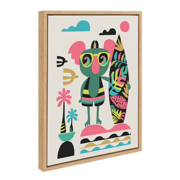Kate & Laurel Sylvie Mid Century Modern Surf Koala Framed Canvas By Rachel Lee Of My Dream Wall