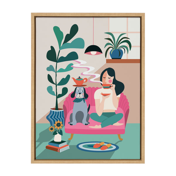 Kate & Laurel Sylvie Mid Century Modern Tea Time Framed Canvas By Rachel Lee Of My Dream Wall