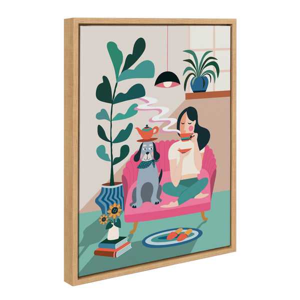 kate & laurel Sylvie Mid Century Modern Tea Time Framed Canvas by Rachel Lee of My Dream Wall
