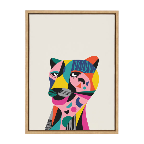 kate & laurel Sylvie Mid Century Modern Tiger Framed Canvas by Rachel Lee of My Dream Wall