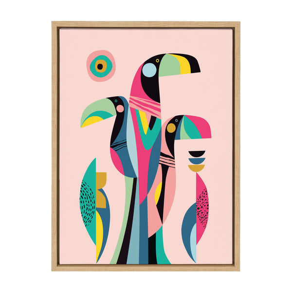 kate & laurel Sylvie Mid Century Modern Tropical Toucan Framed Canvas by Rachel Lee of My Dream Wall